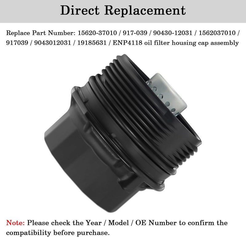 FOXSTAR 15620-37010 Oil Filter Housing Cap Assembly Kit, Fit for Toyota Corolla, Corolla iM, Prius, Matrix & Lexus & Scion xD, iM & Pontiac Vibe, Replaces 1562037010 - Image 3